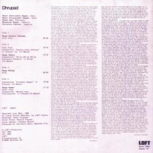 Dagar Brothers: Nasir Zahiruddin Dagar & Nasir Faiyazuddin Dagar - Dhrupad - Double LP Loft 1006/7 (Germany 1983)